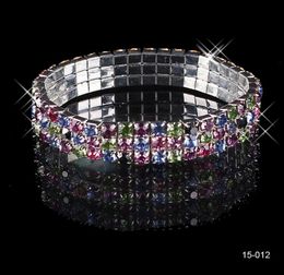 2020 3 filas Rhinestone Stretch Bangle Wedding Wedding Weley Jewelry Ship Pulsera barata Bride Fiest PROM 150121308019