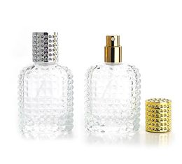 2020 30 ML 50 ML Frasco Vazio de Perfume Frascos de Vidro Transparente Spray de Viagem com Tampas Prata Douradas Em Estoque