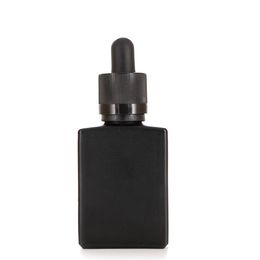 2020 30 ml Zwart Frosted Glas Vloeistofreagens Pipet Druppelaar Flessen Vierkante Essentiële Olie Parfum Fles Rook Oil E Liquide