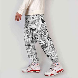 2020 3D Anime Japonais Cargo Pantalons Harajuku Streetwear Demon Slayer: KiMetsu No Yaiba Elastic Taille élastique Harem Hip Hop Joggers Pants H1223