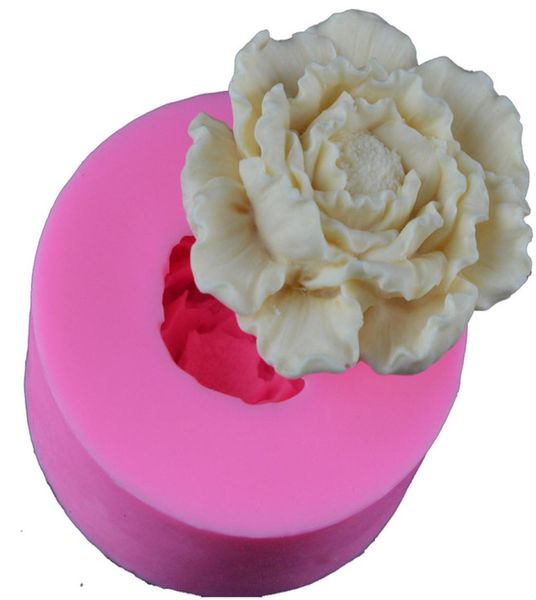 2020 Moldes de vela de silicona 3D Peony Flower Molde de arcilla Fondant Chocolate Moldes para hornear Herramientas de decoración de pastel5036203