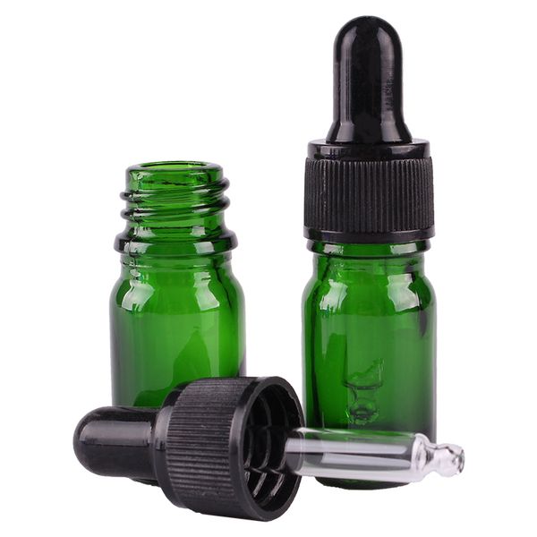 2020 440 Uds. Botella cuentagotas de vidrio verde de 30ml, botella de vidrio verde de 30 ml con tapas negras, plateadas y doradas, botellas cosméticas de vidrio de 1OZ