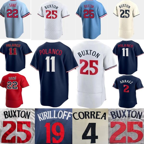 2024 Custom S-4XL Byron Buxton Jersey Carlos Correa Luis Arraez Jose Miranda Jorge Polanco Max Kepler Royce Lewis Jhoan Duran Joe Ryan Joey Gallo Maillots de baseball