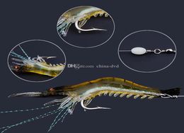 2020 90 mm 7g zachte simulatie Garnalen Garnalen Vissen Drijvende gevormde Lure Hook Bait Bionic Artificial Shrimp Lures met Hook 10PCS8576388