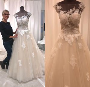 2020 une ligne robes De mariée rêveuse appliques Tulle robes De mariée étage longueur bijou robes De mariée Vestidos De Novia