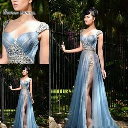 2020 A-lijn Lace Side Split Avondjurken Sweetheart Sexy Tulle Boutique Gelegenheid Kristallen Party Wear Beauty Prom Dress283N