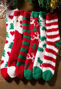 2020 Chaussettes de vacances de Noël pour adultes hiver confortable chaussette moelleuse en velours chaud chaussette floue à la maison douce pantoufle