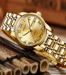 2020 Aesop Gold Luxury Watch Women Japan Beweging Mechanisch automatisch horloge dames roestvrij staal Golden Female Clock Women8169615