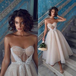 2022 Africain Luxueux Thé Longueur Robe De Bal Robes De Mariée Dentelle Perlée 3D Appliques Cristal Plus La Taille Robes De Mariée BC10190 B0623G1