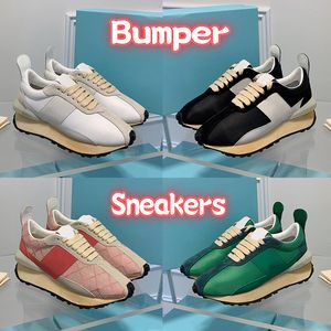 Nieuwe luxe casual schoenen bumper lage top sneaker heren ijzer grijs slang wit zwart roze bordeaux beige kaki groen nylon ebbenhout canvas mannen dames designer sneakers