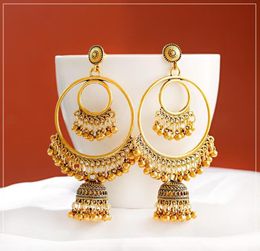 2020 Antiek goud Boho Big Round Circle Gypsy Tribal Drop -oorbellen voor vrouwen Vintage Bell Tassel Earring Womens Jewellery3454217