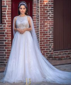 2020 arabe Aso Ebi luxueux dentelle perlée robes de mariée brillant dos nu robes de mariée Sexy a-ligne robes de mariée ZJ051