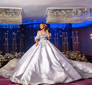 2020 Arabische aso ebi luxe stijlvolle sexy kristallen lange mouwen bruidsjurken met lange mouwen pure nek trouwjurken zj0433