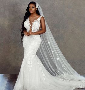 2020 Arabe Aso Ebi Plus La Taille Sirène Dentelle Perlée Robes De Mariée Sheer Cou Vintage Robes De Mariée Sparkly Robes De Mariée ZJ443