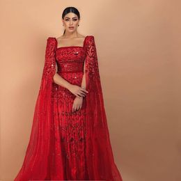 2020 Árabe ASO EBI Red Luxurious Luxurious Sequins Evening Sparkly A-Line Prom Vestidos Sexy Formal Party Gowns ZJ432