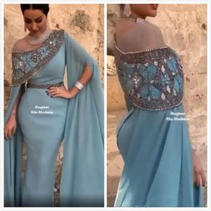 2022 arabe sirène robe de soirée cristaux perlés robes de soirée de bal en mousseline de soie formelle fête deuxième réception robes