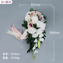 2020 artificielle perle cristal bouquets de mariée ivoire cascade mariage fleur de mariée mariées rouges à la main broche bouquet de mariage287b