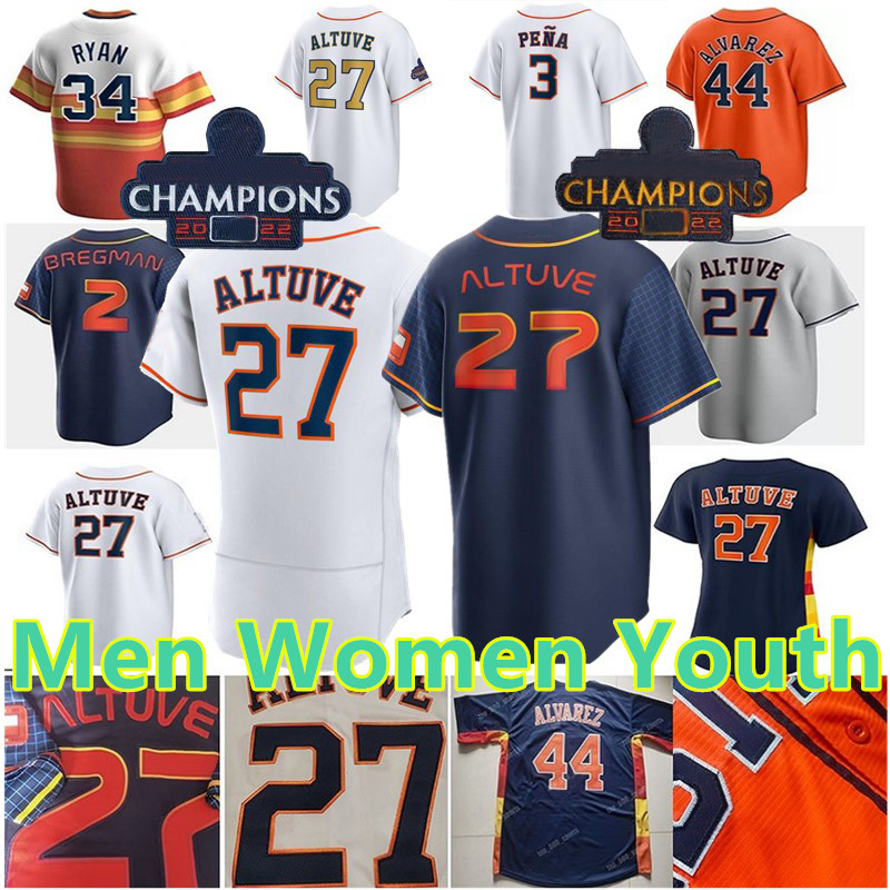 2024 مخصص خوسيه Altuve القميص أليكس بريجمان البحرية Connect Space Jeremy Pena Yordan Alvarez Nolan Ryan Kyle Tucker Men Women Youth Baseball