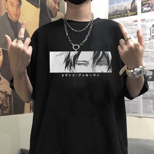 2020 Aanval op Titan Anime Manga Grappige Cartoon Leviackerman T-shirt Tee Male Harajuku Unisex Tops Heren T-shirts Punk Clothes X0621