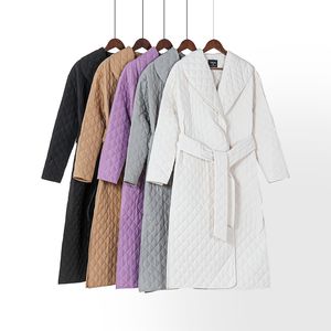 Manteau automne-hiver 2020 pour femme, veste longue argyle, parka fine, double boutonnage, ceinture, manteau à carreaux