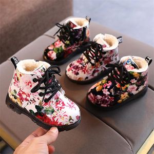 2020 herfst winter nieuwe mode bloemen meisjes korte laarzen comfortabele warme jongens katoenen laarzen zachte bodem antislip dragen kinderen snowboots