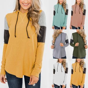 2020 Otoño Invierno mujer sudadera suelta pulóver manga larga Patchwork sudadera Casual señora suéter sudaderas con capucha ropa maternidad suéteresM2565