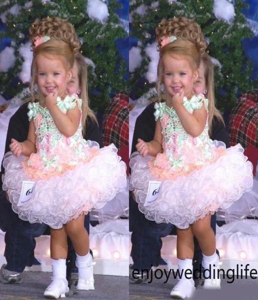 2020 Bébé Miss America Girl039s Pageant Robes Custom Made Organza Party Cupcake Fleur Fille Jolie Robe Pour Petit Kid7103755