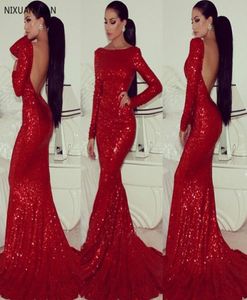 2020 Backless lange mouwen Mermaid Sexy Slim Women Pageant -jurk voor formele prom Patrty Red Prowin avondjurken8385413