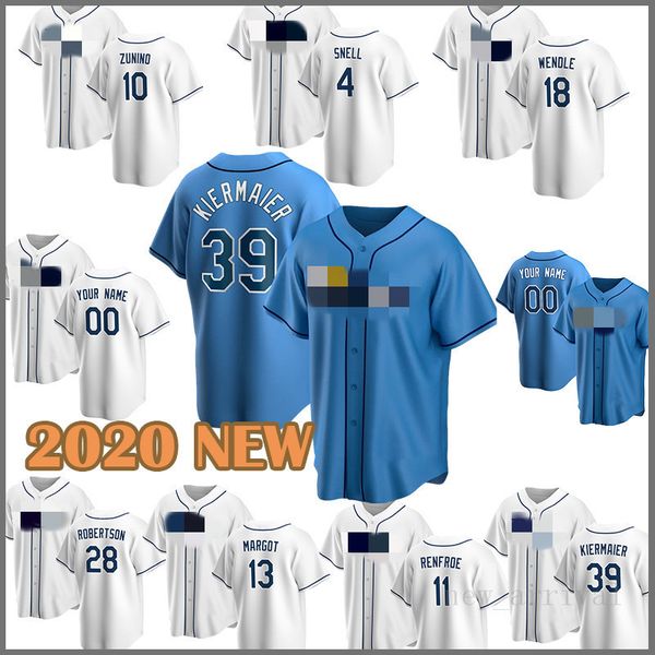 2020 Béisbol Jersey Bay 12 Wade Boggs 4 Blake Snell 39 evin Kiermaier 42 Jackie Robinson 5 Matt Duffy 3 Evan Longoria Joey Wendle Nuevo