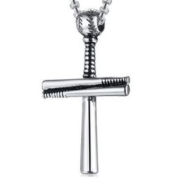 2020 Baseball argent Bat Croix Pendentif Collier Or Argent Noir Couleur En Acier Inoxydable Baseball Croix Pendentif Collier Pour Femmes Hommes Hiphop