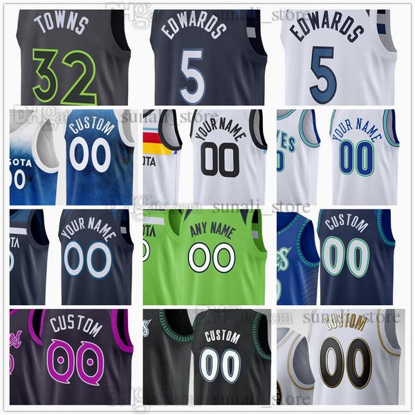 Maillots de basket-ball pour hommes Anthony 5 Edwards Rudy 27 Gobert Karl-Anthony 32 villes Mike 10 Conley Jaden 3 McDaniels Naz 11 Reid Kyle 1 Anderson Kevin 21 Garnett imprimé