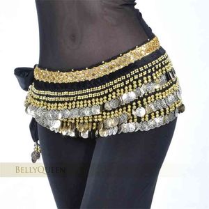 2020 Belly costume clothes indian belt belly waist chain hip scarf women girl dance with 248 gold coin 10 color