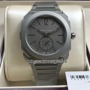 2020 Meilleure version Octo Finissimo Boîtier en titane 103015 Automatique 28800 Vph Montre pour homme Cadran gris Gents Business Nouvelles montres Bracelet en titane