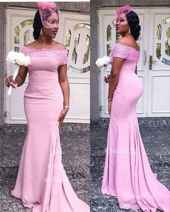 2020 Bew Strand Afrikaanse zeemeermin off Shoulder Blush Pink Bruidsmeisje Jurken Afrikaanse Camo Plus Size Vestidos de Dama de Honor