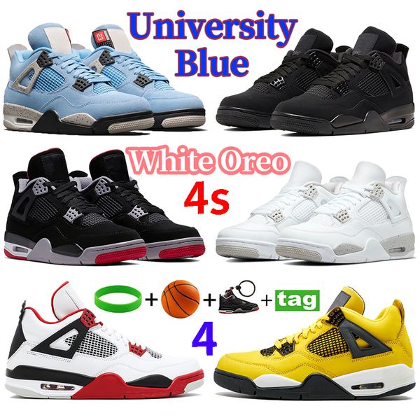 Jumpman 4 4s Chaussures de basket-ball pour hommes Baskets Militaire Black Game Royal Cat Red Thunder Tour Jaune Blanc Oreo University Blue hommes femmes baskets baskets de sport