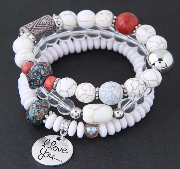 2020 bohême Bracelets pour Femme gelée pierre perles Bracelets amour charme Pulseras Style ethnique élastique Bracelet Femme3986088