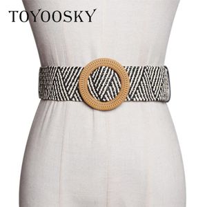 2020 Bohemian Triped Women Belt Ethnique large ceinture pour robe widcoat avec broche ronde de haute qualité pour la fête 353Q