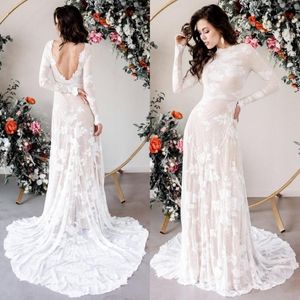 2020 Bohemian Robes de mariée à manches longues en dentelle