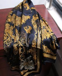 2020 Foulards en soie de conception de marque pour les femmes 140140cm grandes écharpes carrées et châles enveloppes Hijabs hiver Pashmina plage couverture Winte7803584