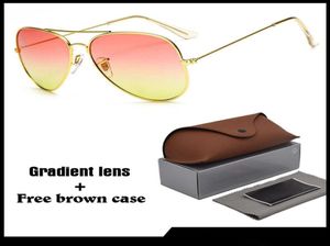 2020 Brand Designer Pilot Lunettes de soleil Men Femmes Femme Métal Cadre Colorful Gradient Lens avec boîte et case brun8605720