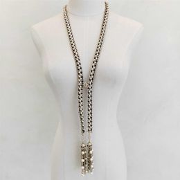 2020 marque mode fête pour femmes Vintage Multipl perle longue ceinture couleur or noir cuir collier ceinture fête Fine Jewelry281S