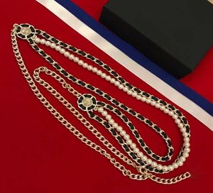 2020 marque de mode fête femmes Vintage chaîne épaisse en cuir ceinture couleur or Double perles collier ceinture fête Fine Jewelry8382707