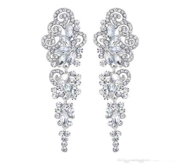 2020 Bijoux de mariée Étoile Lune circulaire nouveau trèfle anti allergie étoile lune Argent Diamant percé Boucles d'oreilles de mariée pas cher 8959542