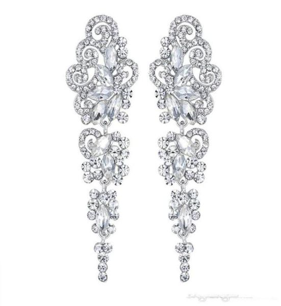 2020 Bijoux de mariée Étoile Lune circulaire nouveau trèfle anti allergie étoile lune Argent Diamant percé Boucles d'oreilles de mariée pas cher 9627257