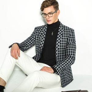 Tuxedos de mariage à carreaux britanniques pour hommes, coupe Slim avec un bouton, costumes de bal décontractés, costume Blazer de fête, une seule veste, 2020