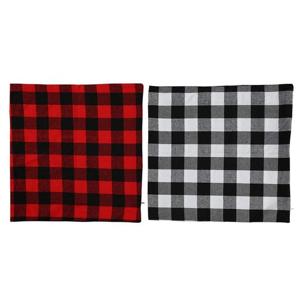 2020 Buffalo Check Plaid Coussin Couvre Housse de Coussin pour Ferme Décor À La Maison Rouge et Noir 18 Pouces Taie D'oreiller