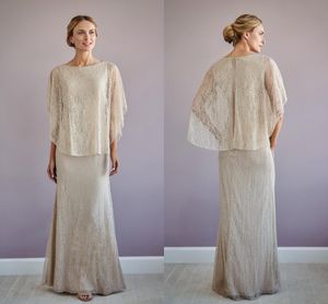 2020 Butterfly Lace Sleeves Champagne Moeder van de Bruid Jurk Schede Bruidegom Jurk Avondfeest voor Bruiloft Gewaden De Novia Formele Jurk Moeder