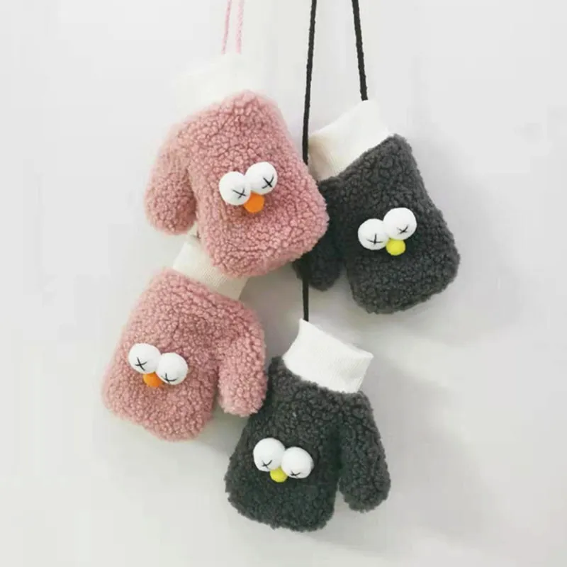 FUIPVGI 2 Paires De Moufles Bébé Tricotées - Mitaines Chaudes Avec Corde - 0-3 Ans