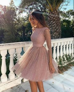 2020 Goedkope Bling Korte Mini Sexy Lovertjes Cocktail Jurken Blush Roze Pailletten Kant Open Back Party Graduation Jurken Homecoming Towns