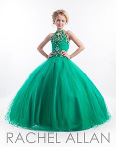 2020 pas cher filles Pageant robes pour les adolescents haut trou de serrure cou cristal perles perles vert longue taille 13 fête longue enfants robes de fille de fleur